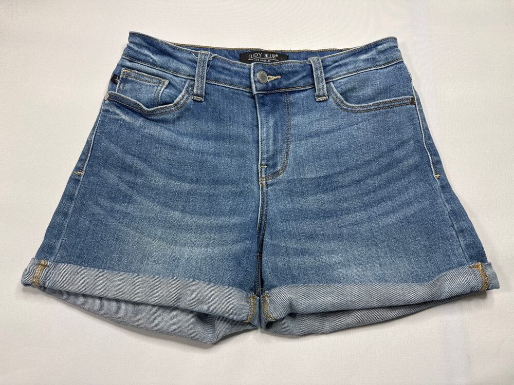Judy Blue Women's Cuffed Blue Stretch Shorts - Size S (27x3.5)*